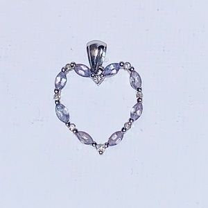 10k white gold tanzanite & Diamonds heart pendant